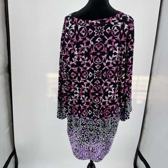 Susan Graver Tunic Top Womens Size 2x Liquid Knit Stretchy V Neck Asymmetrical - Picture 6 of 7